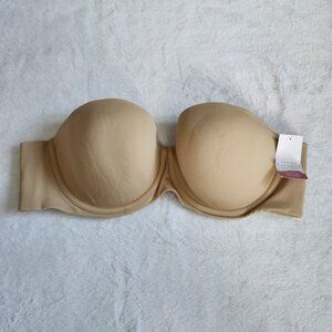 CACIQUE Light Tan Lightly Lined Molded Cups Multiway Strapless Bra 44B